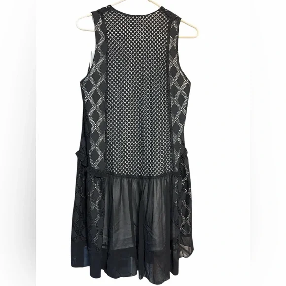 Sandro Paris Black Lace & Chiffon Sleeveless V-Neck Dress Size 2 - Picture 4 of 8